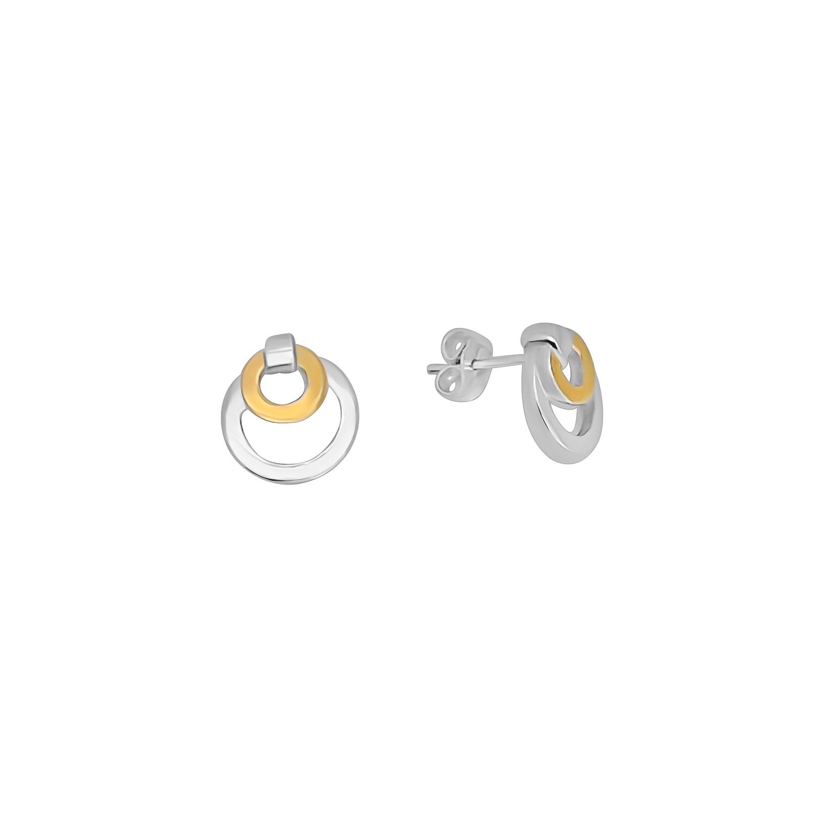 ARETES SOBREPUESTOS PLATA Y ORO