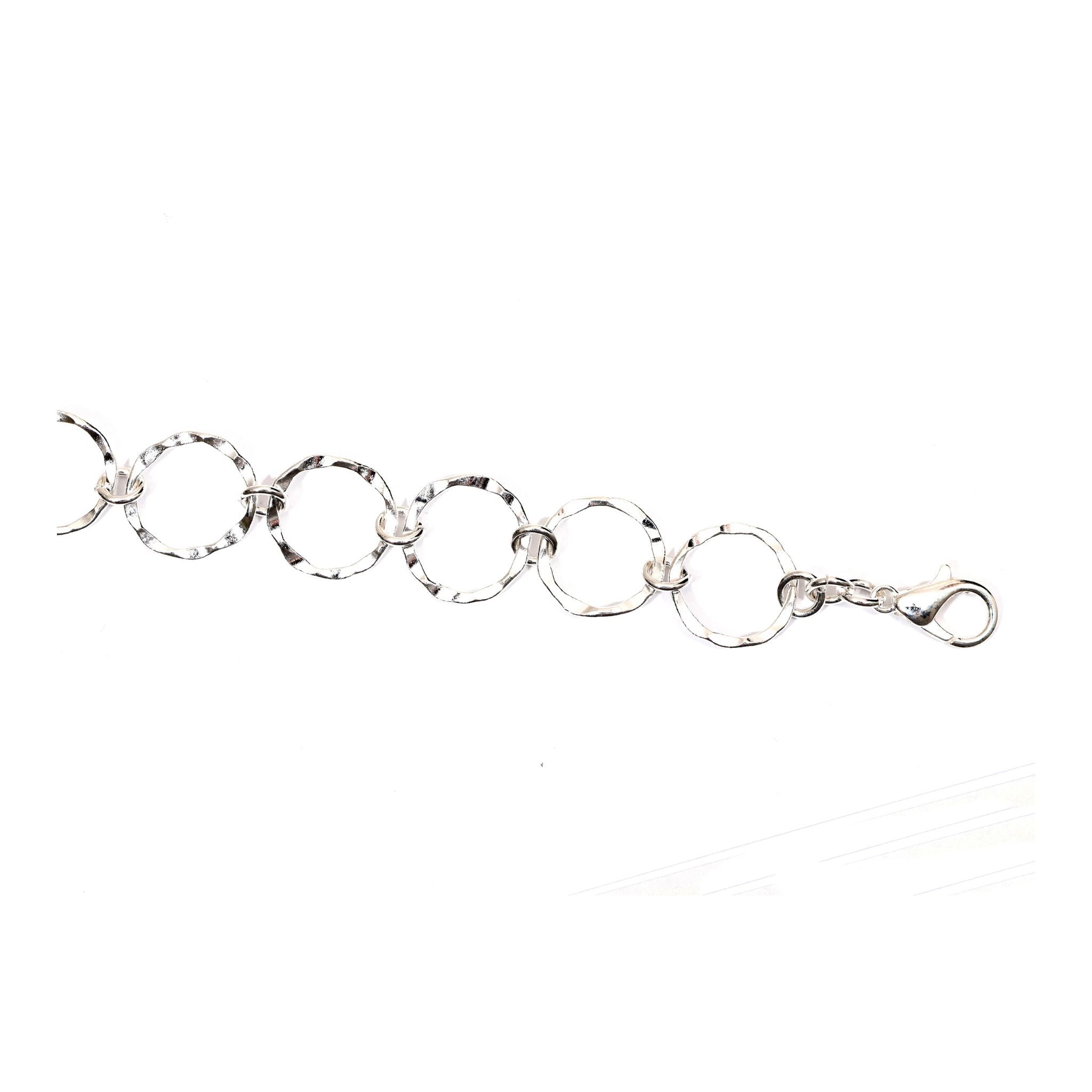 PULSERA AROS MARTILLADOS BAÑO DE PLATA