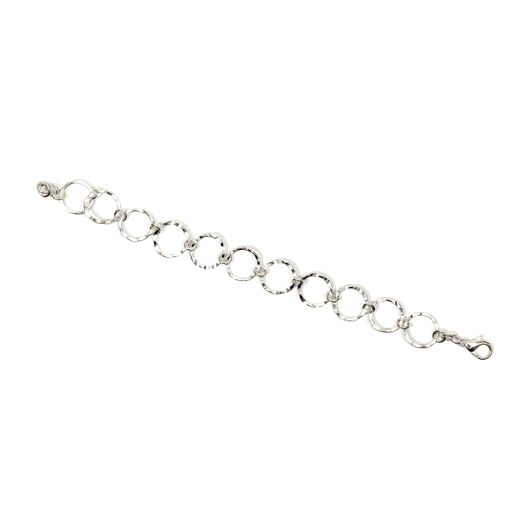 PULSERA AROS MARTILLADOS BAÑO DE PLATA