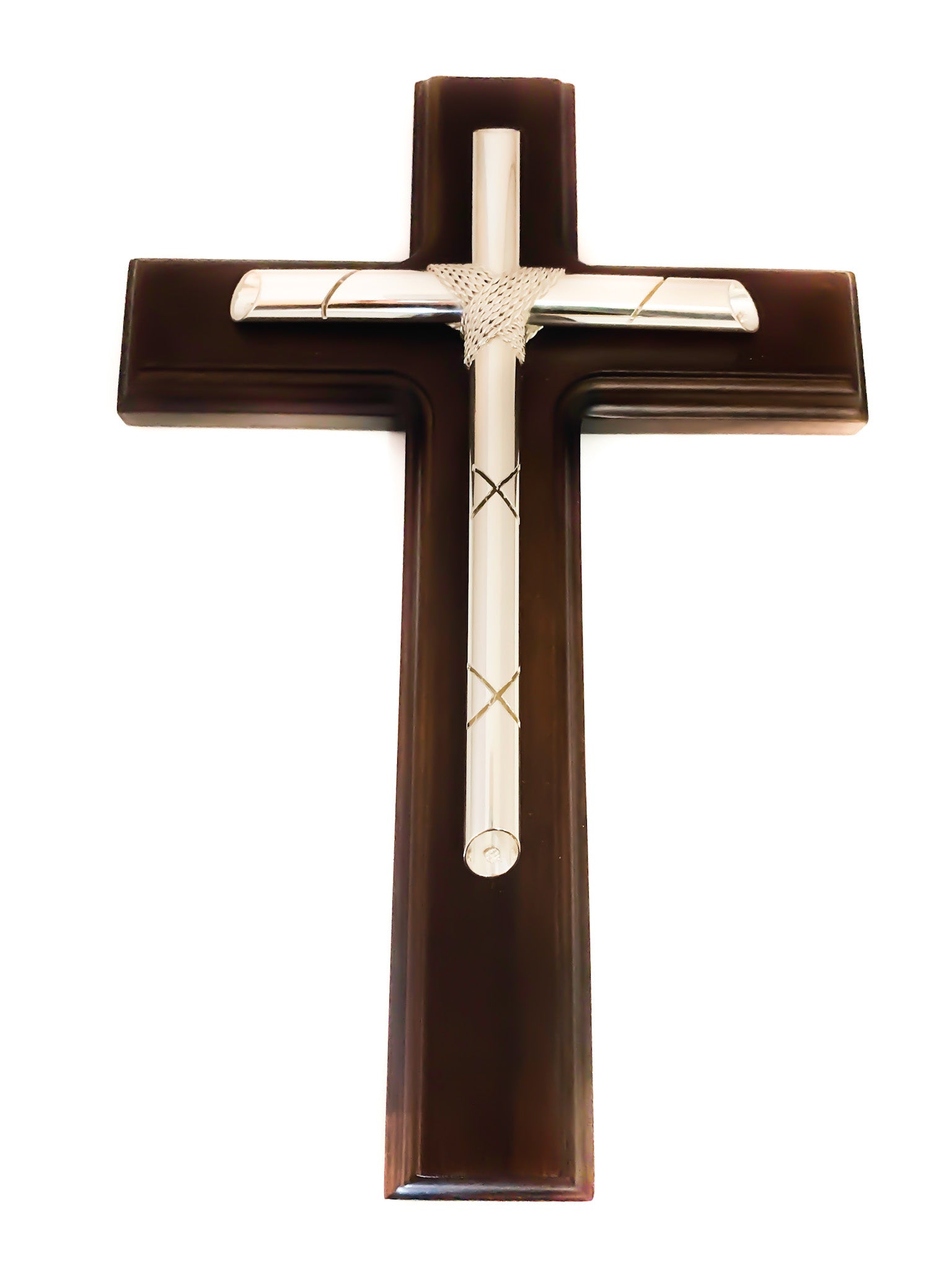 CRUZ ENTORCHADA BAÑO DE PLATA