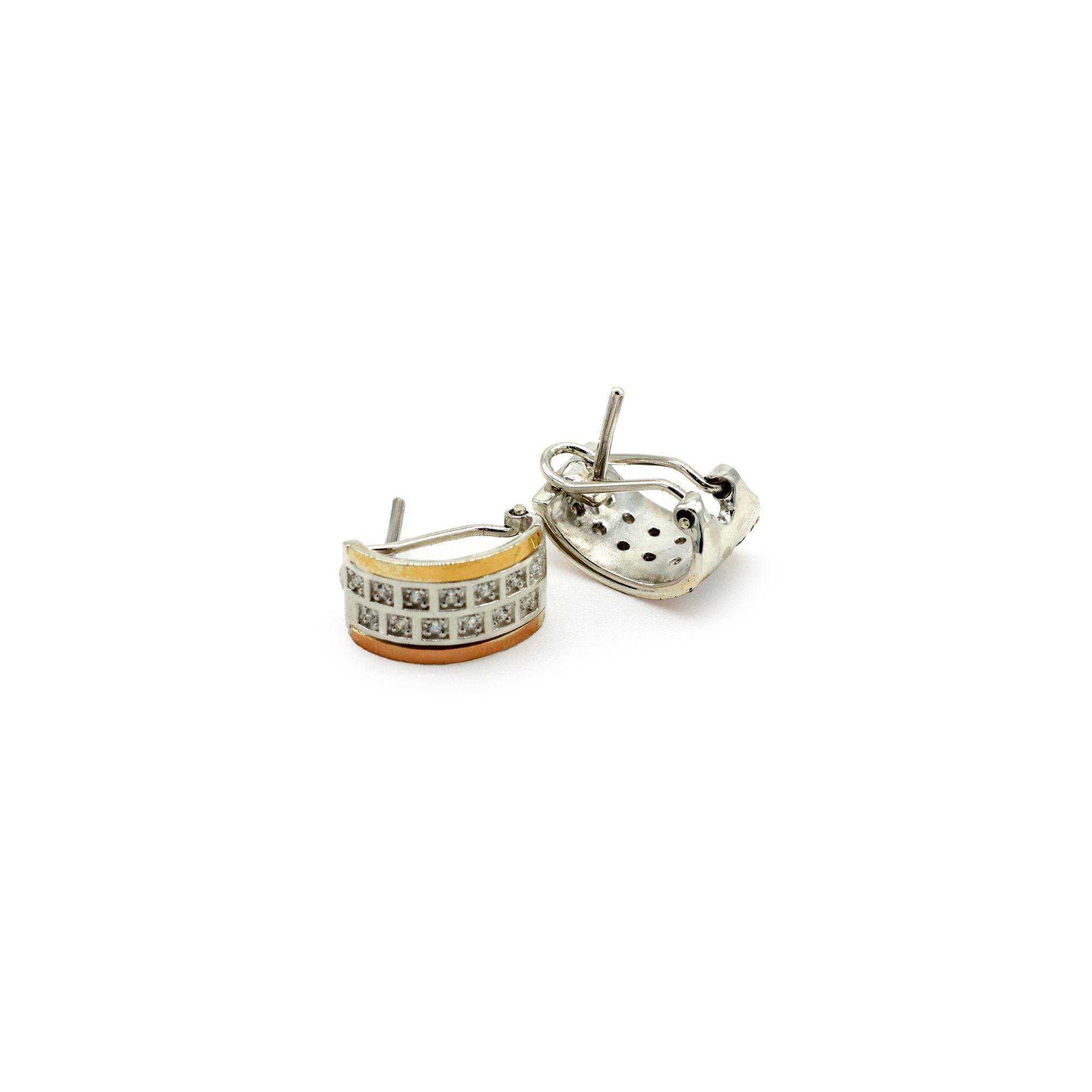 ARETES FILAS DE CIRCONES PLATA Y ORO