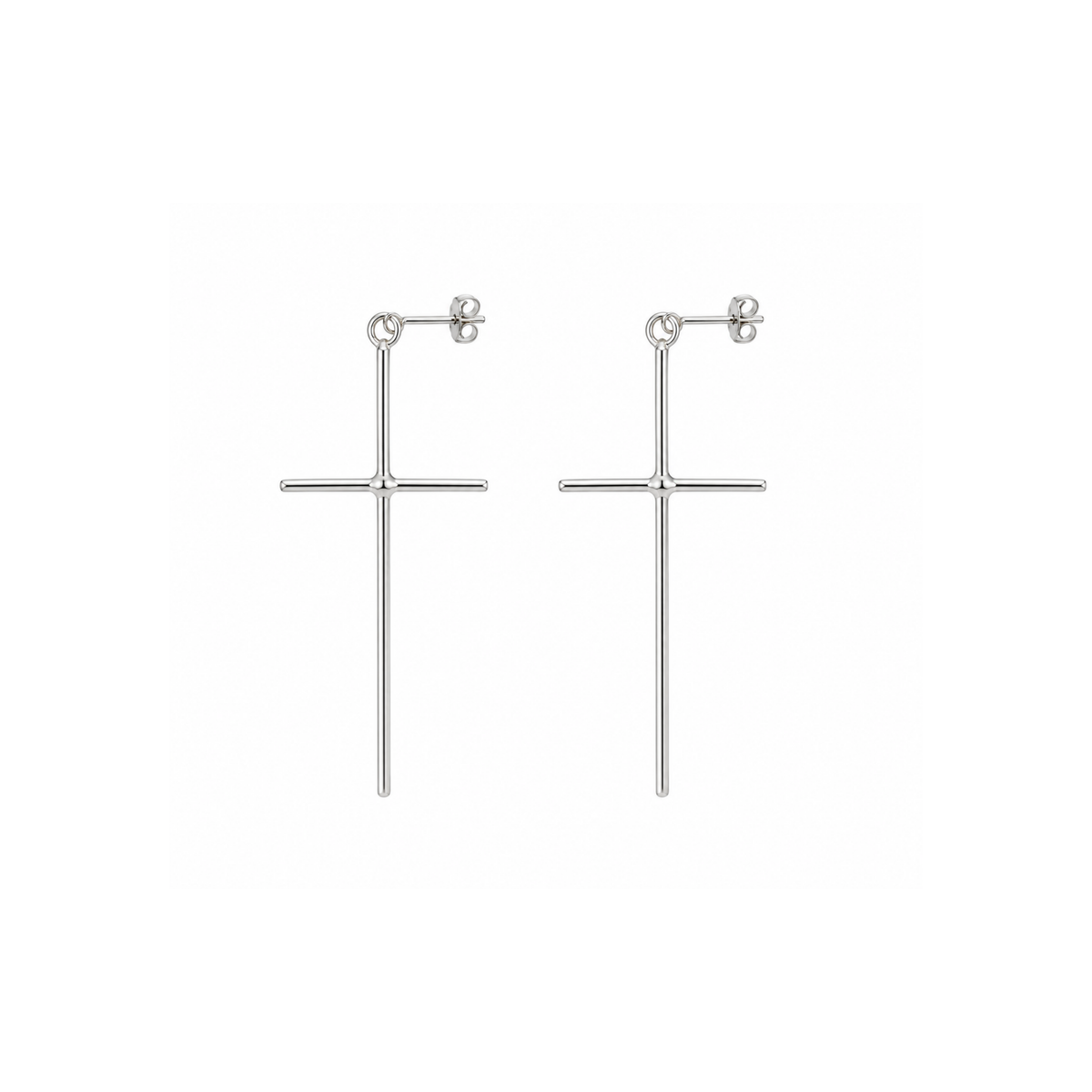 ARETES CRUCES BAÑO DE PLATA