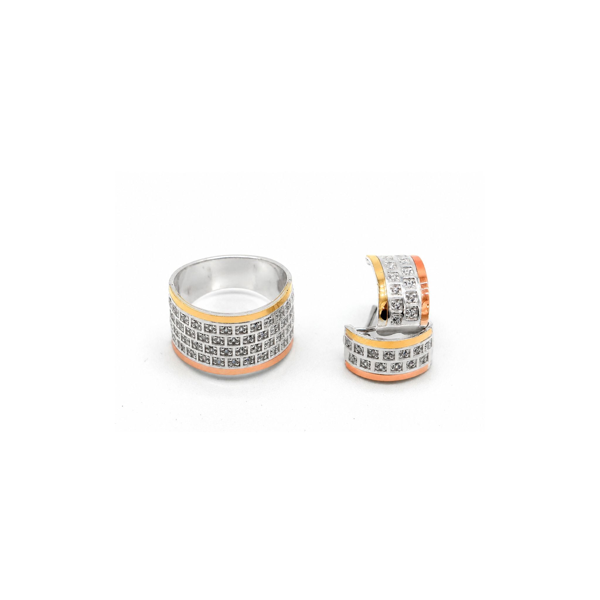 ARETES FILAS DE CIRCONES PLATA Y ORO