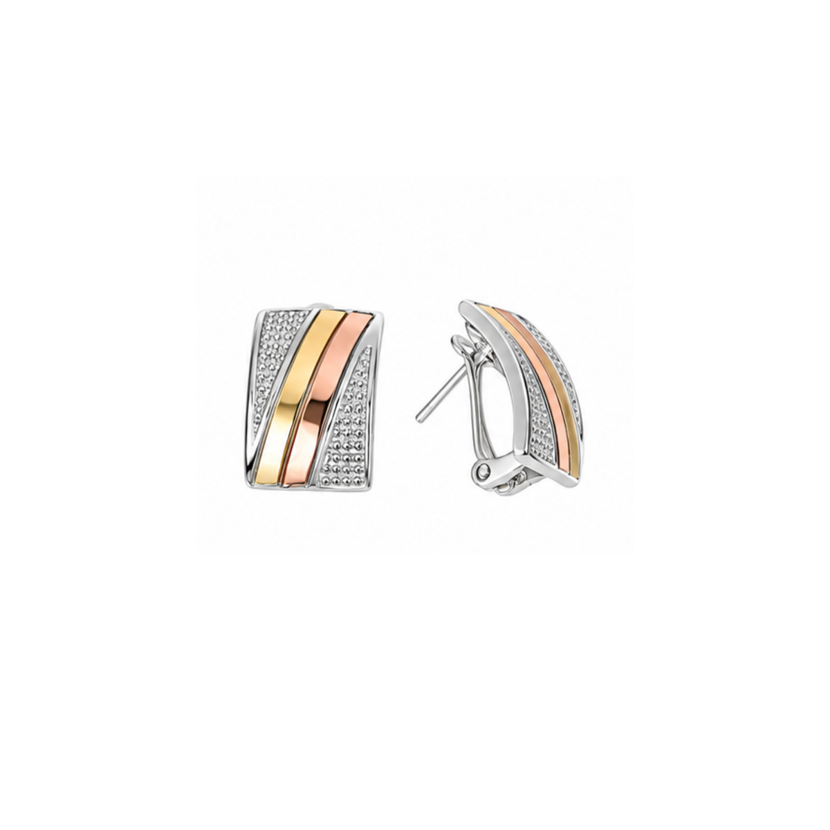 ARETES INCLINADOS PLATA Y ORO