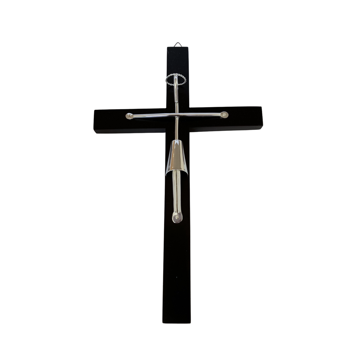 CRUCIFIJO MADERA Y BAÑO DE PLATA