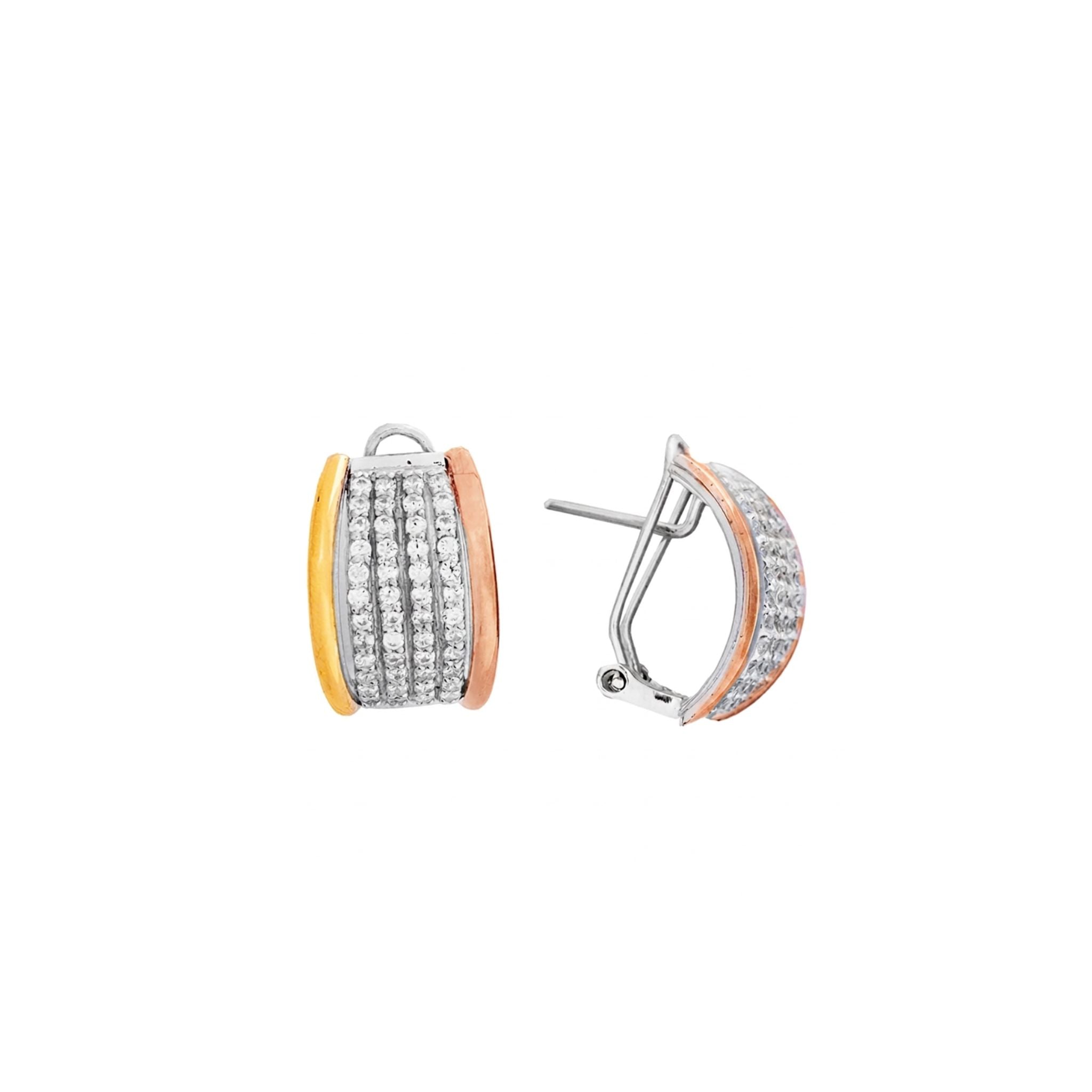 ARETES BRILLANTES PLATA Y ORO