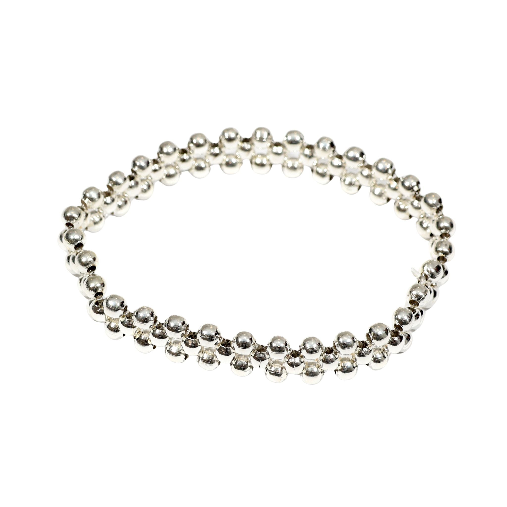 PULSERA BOLITAS TEJIDAS BAÑO DE PLATA