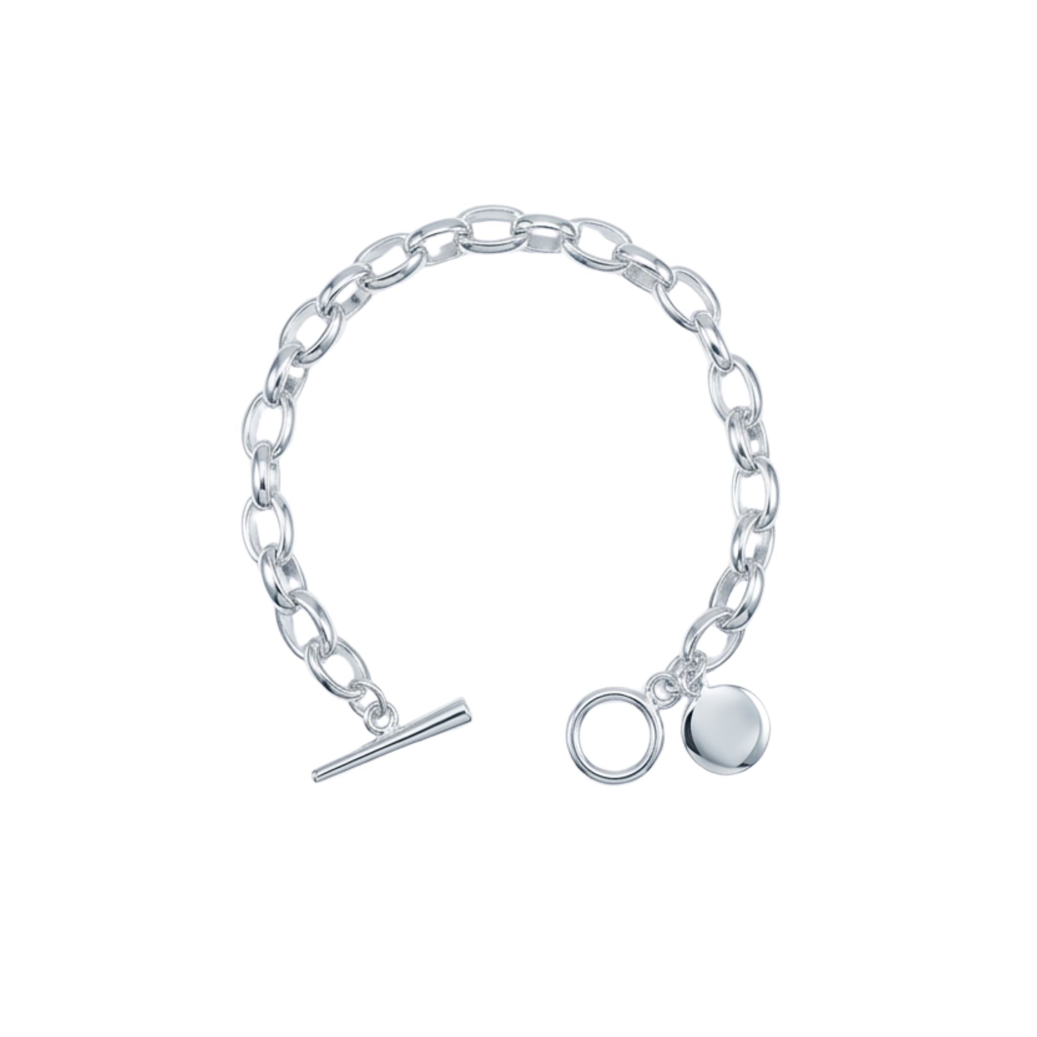 PULSERA CON MEDALLA LISA BAÑO DE PLATA