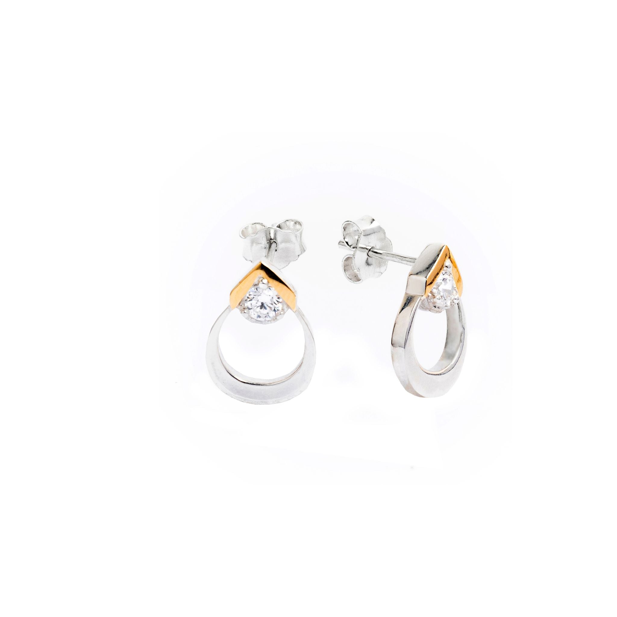 ARETES GOTA PLATA Y ORO
