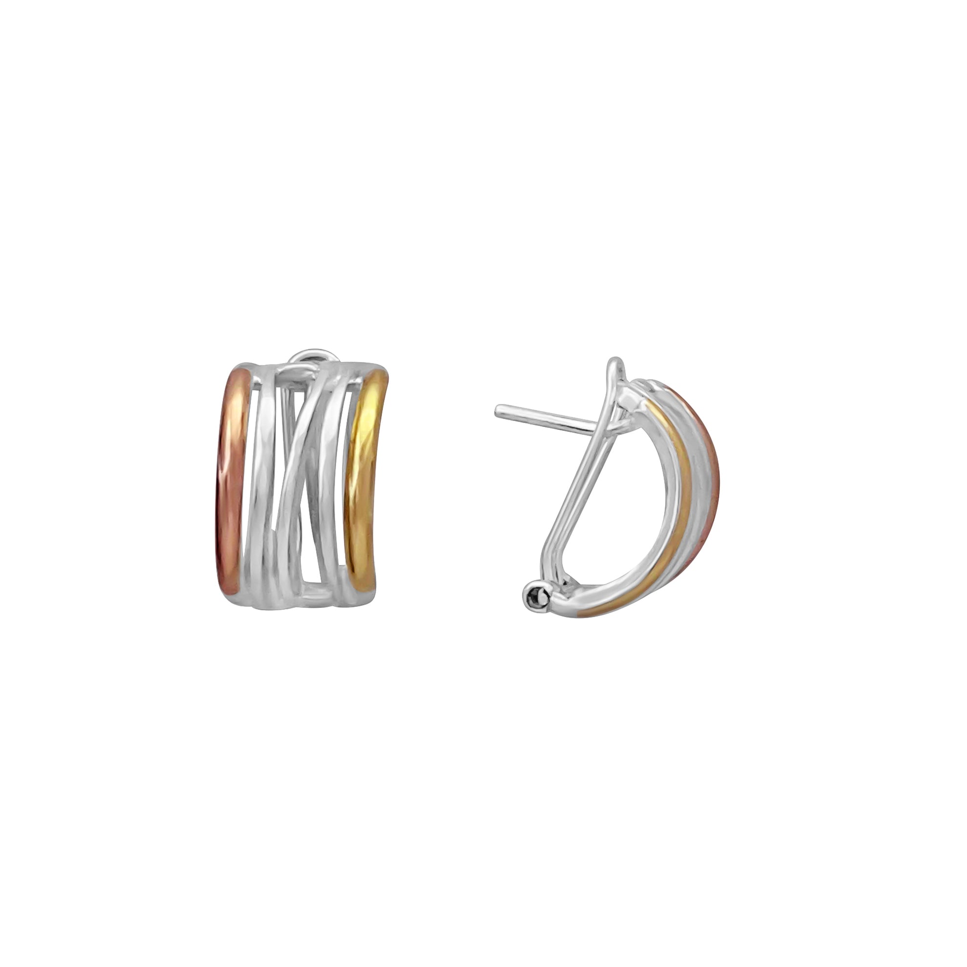 ARETES LINEAS DIVERSAS PLATA Y ORO