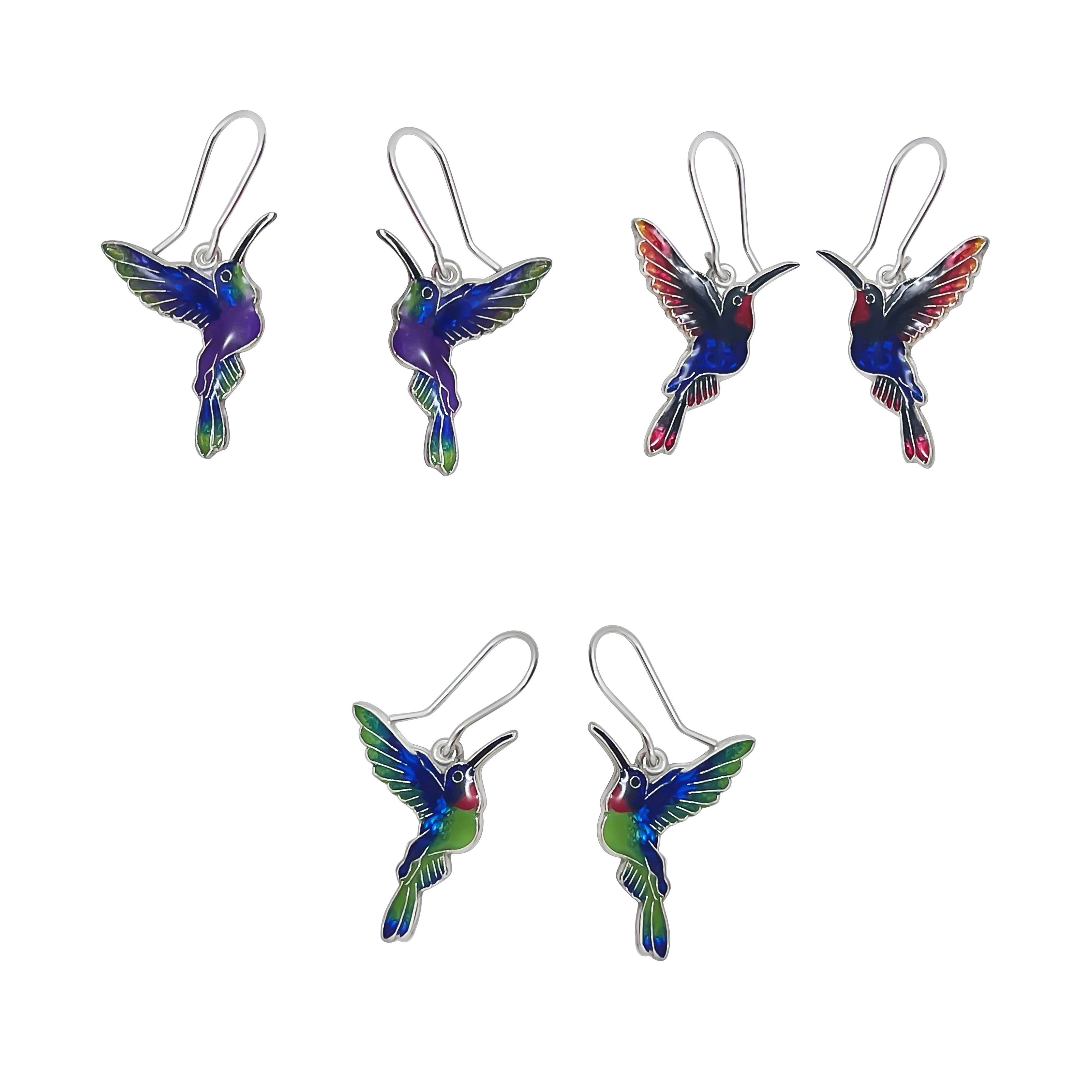ARETES COLIBRÍ ESMALTADO