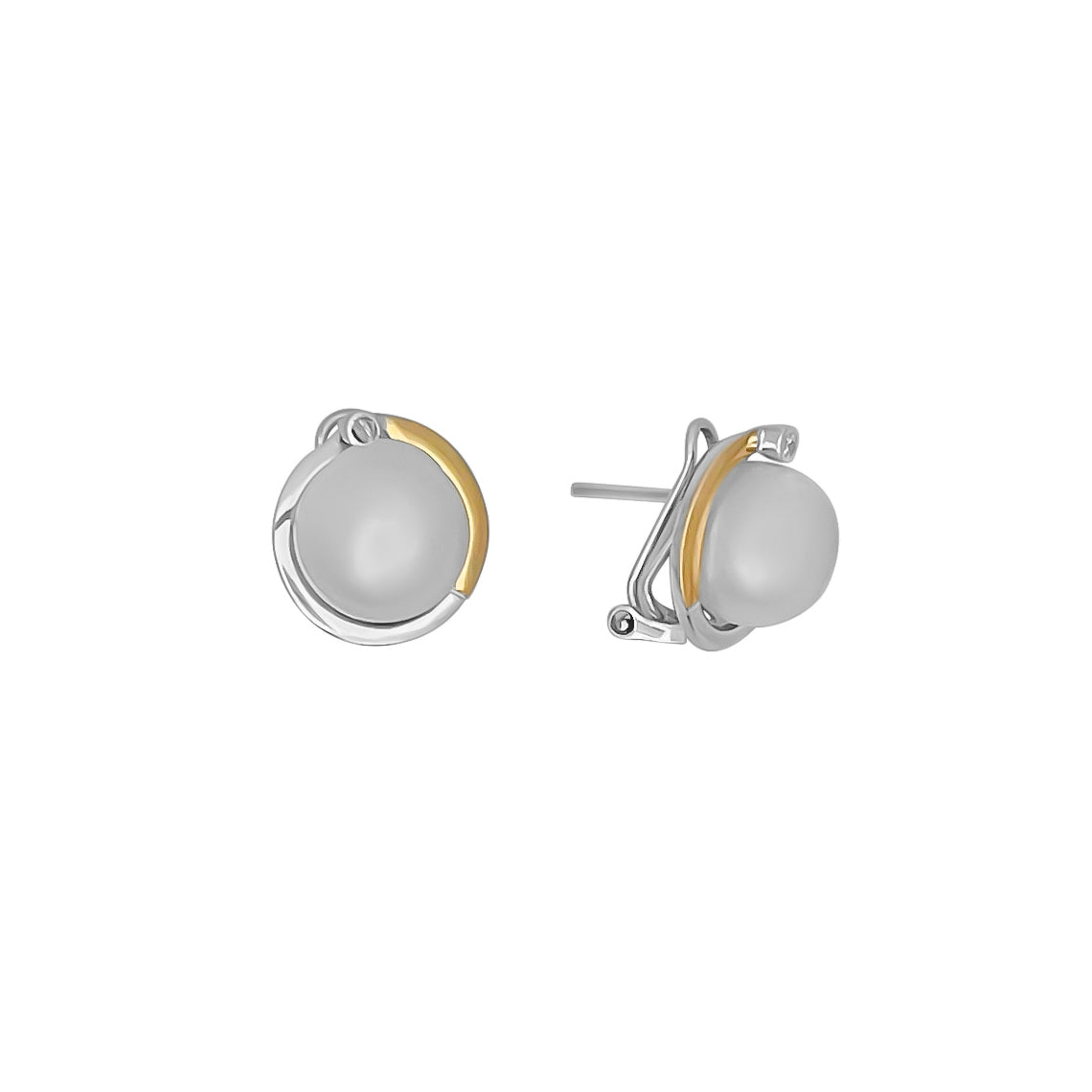 ARETES PERLAS JAPONESAS PLATA Y ORO