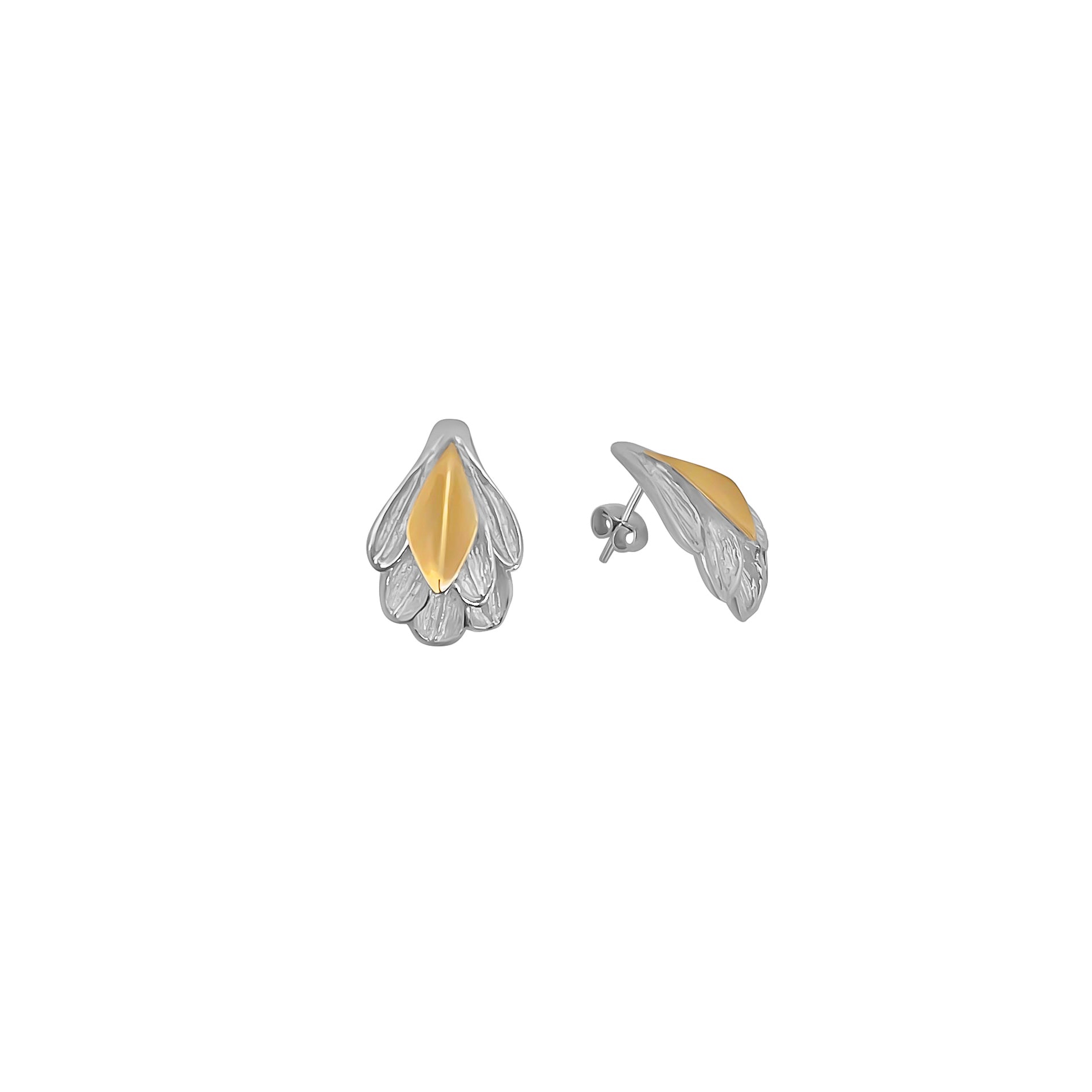 ARETES LIRIOS PLATA Y ORO