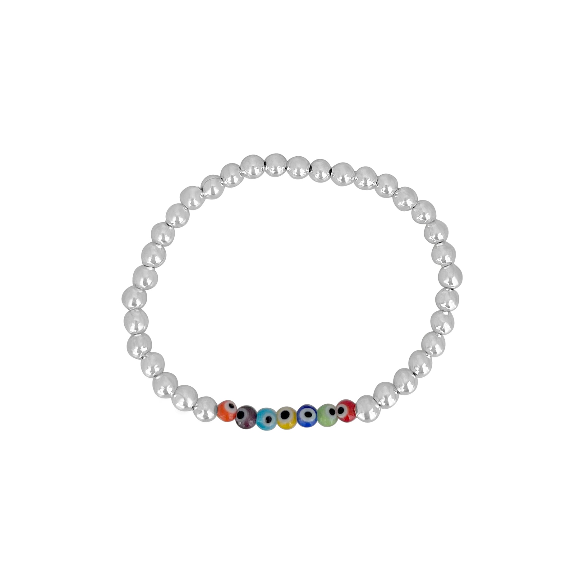 PULSERA DE BOLAS DE PLATA Y CHAKRAS