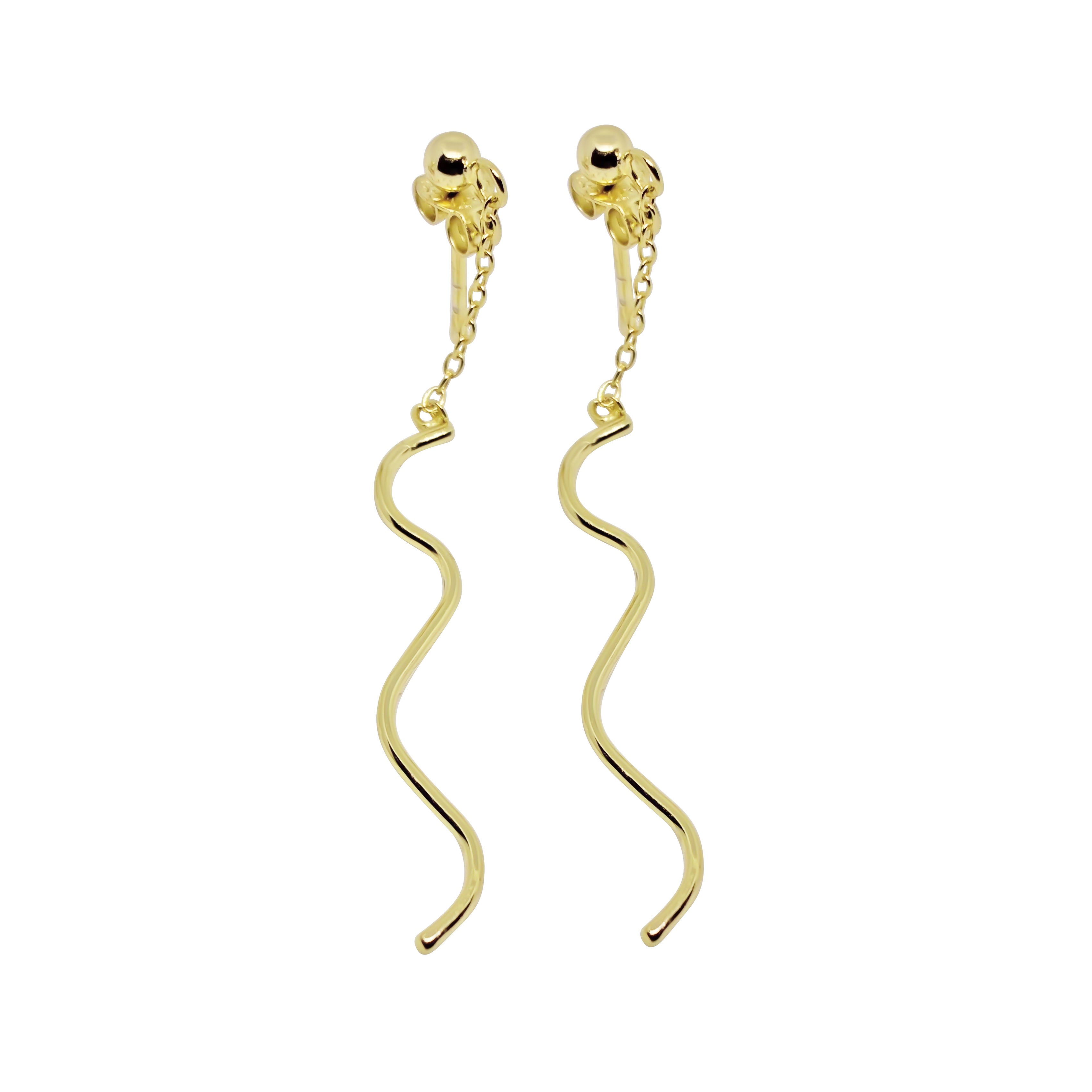 ARETES LARGOS BAÑO DE ORO
