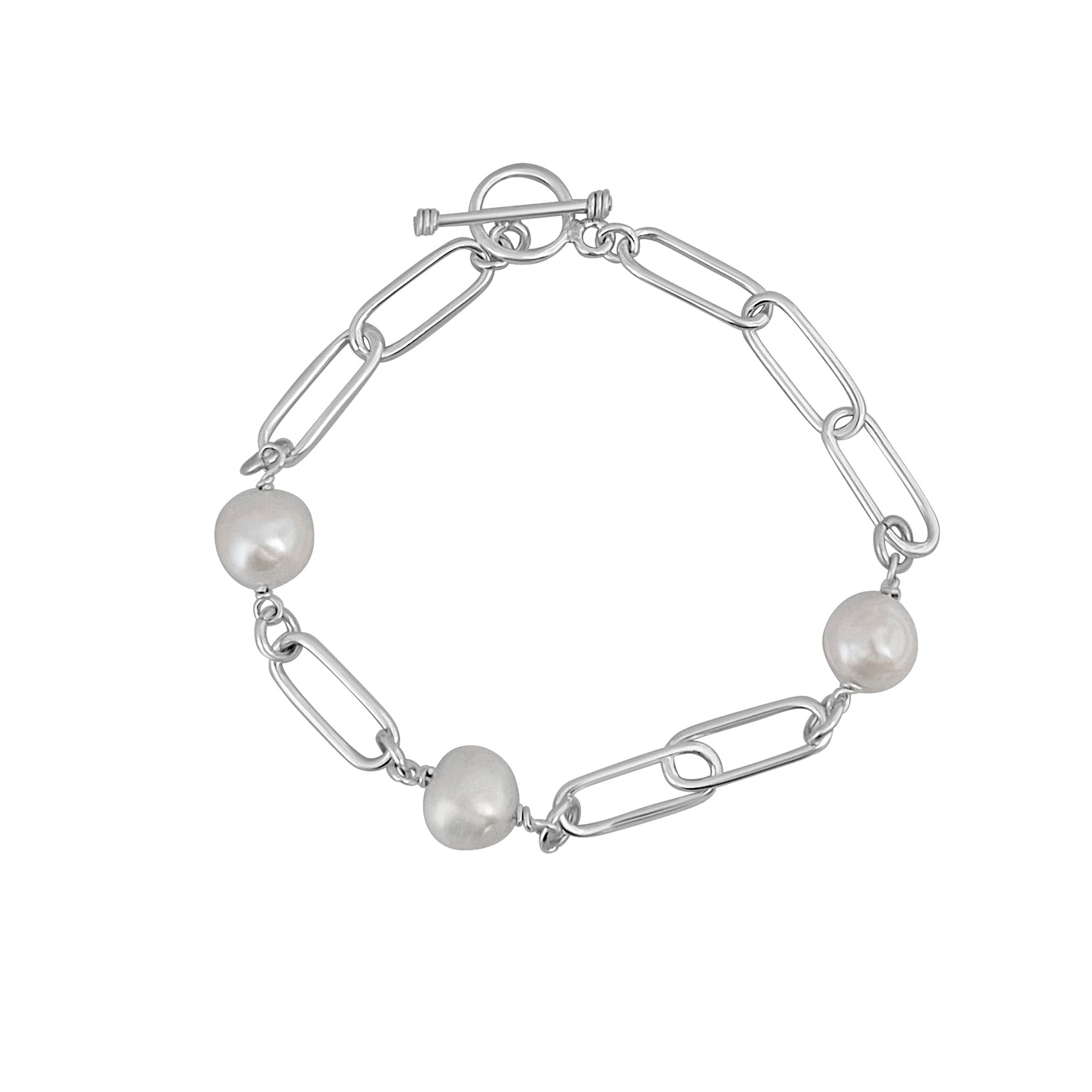 PULSERA ESLABON Y PERLAS
