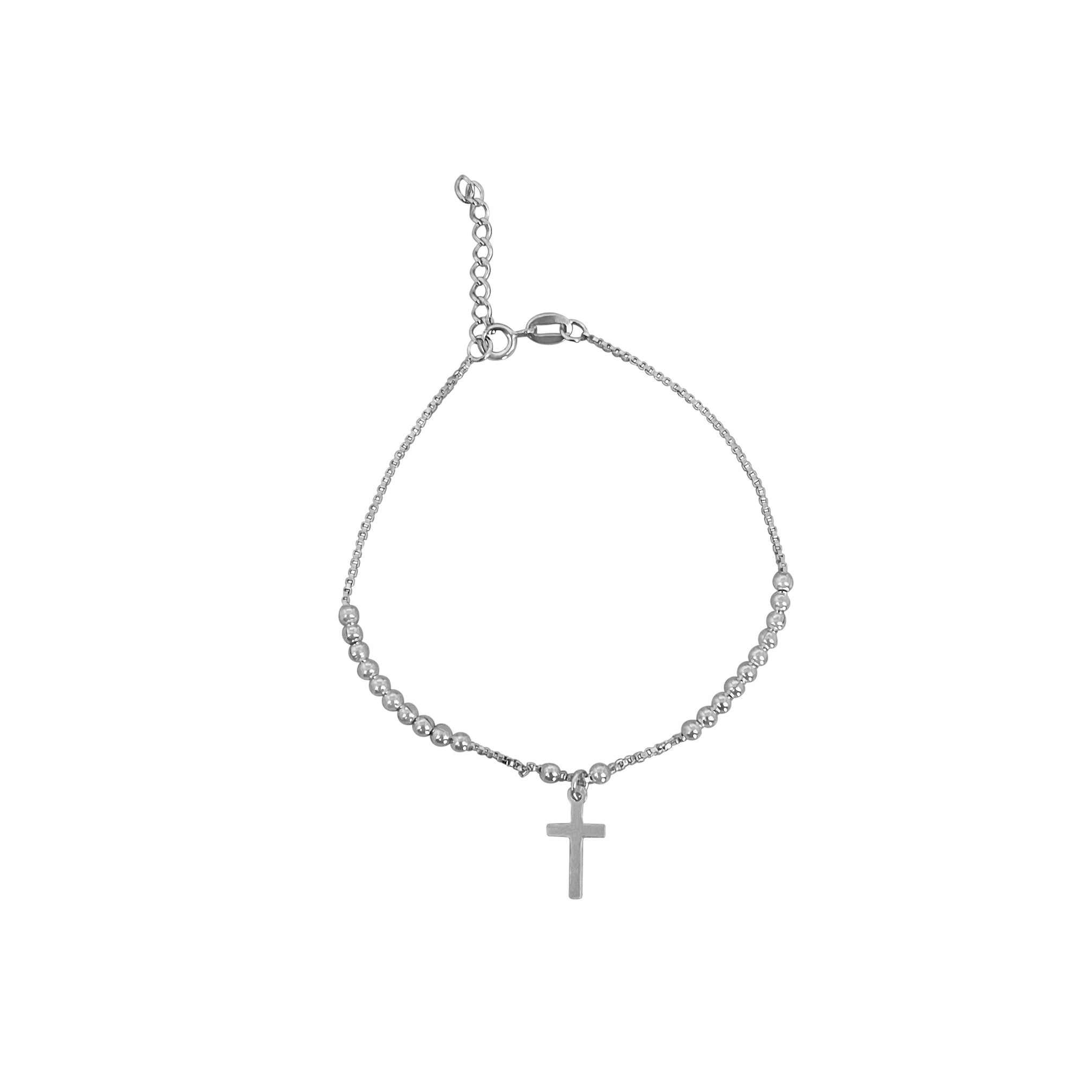 PULSERA CRUZ Y BOLITAS