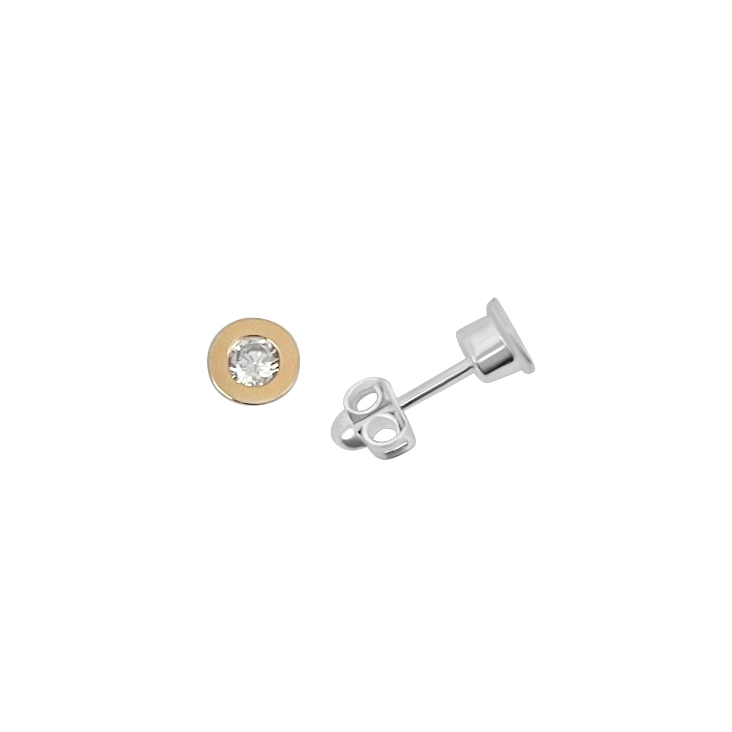 ARETES PUNTO DE CIRCÓN PLATA Y ORO