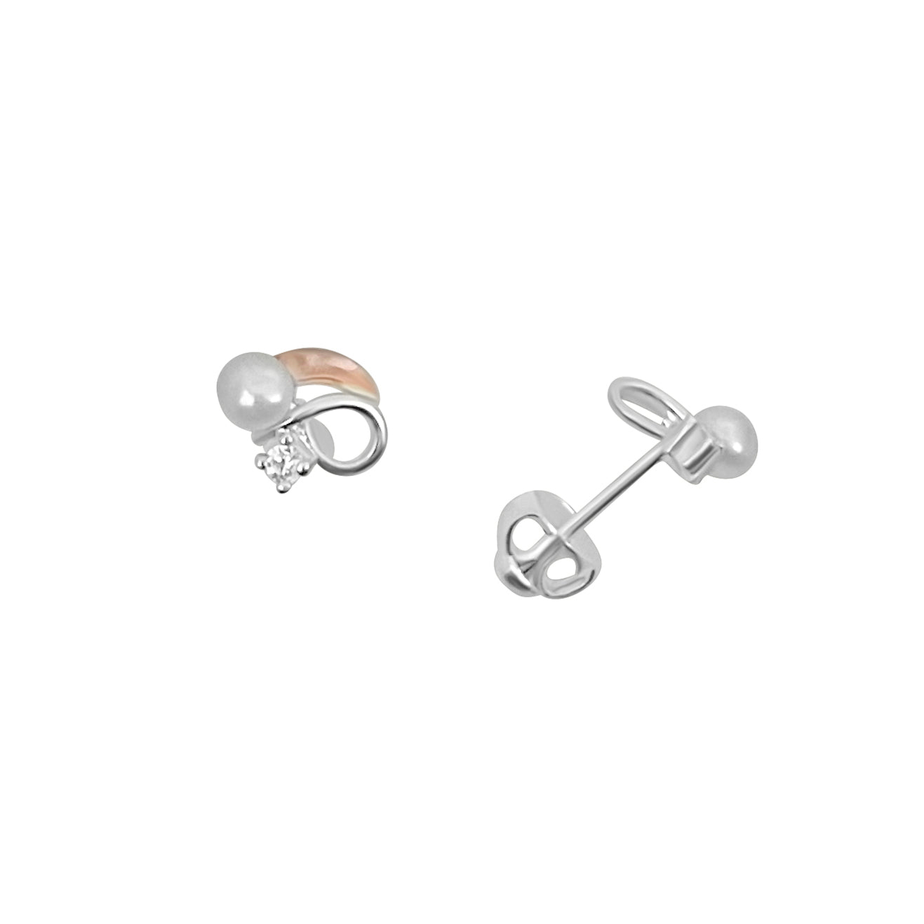 ARETES PERLITA PLATA Y ORO