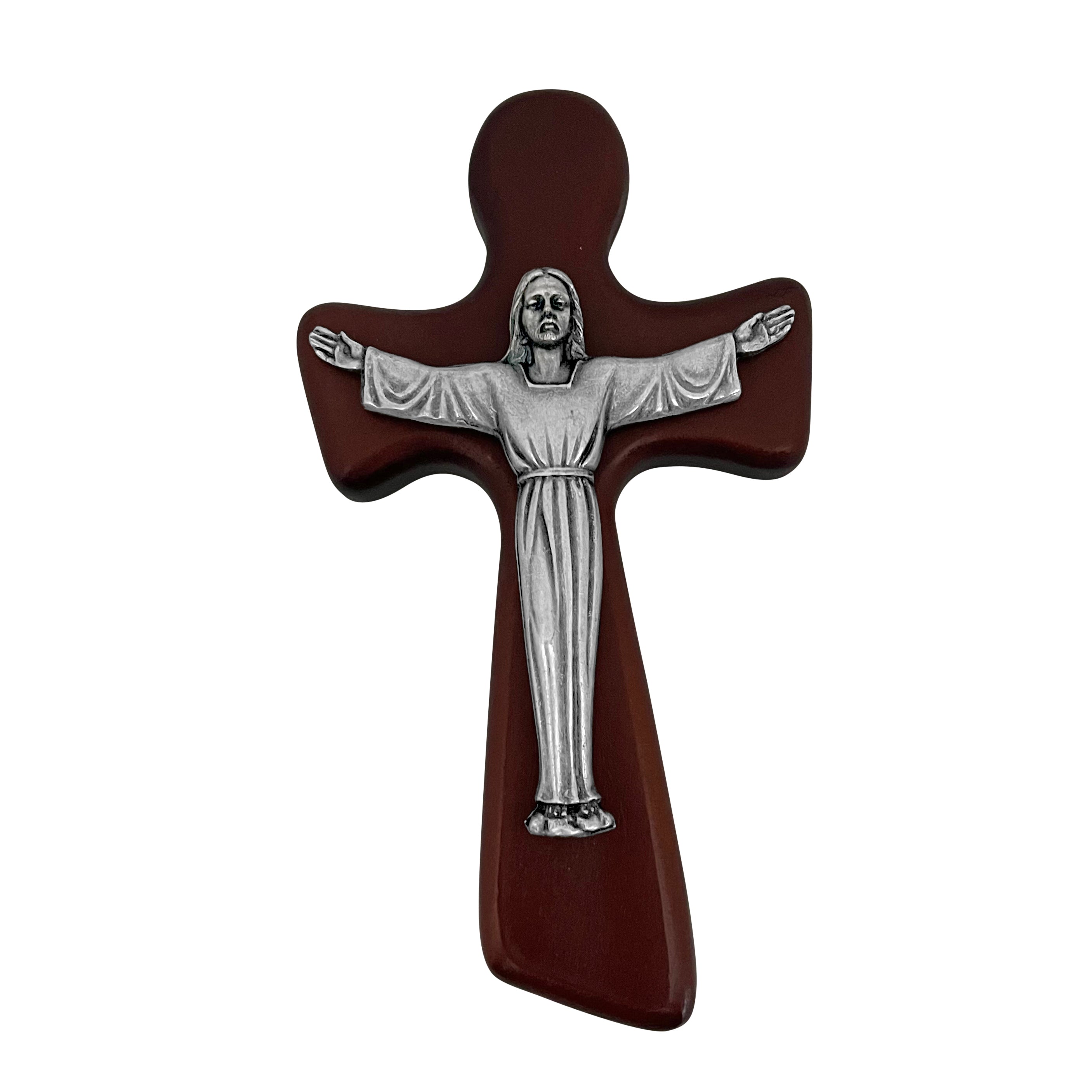 CRUZ CRISTO RESUCITADO BAÑO DE PLATA