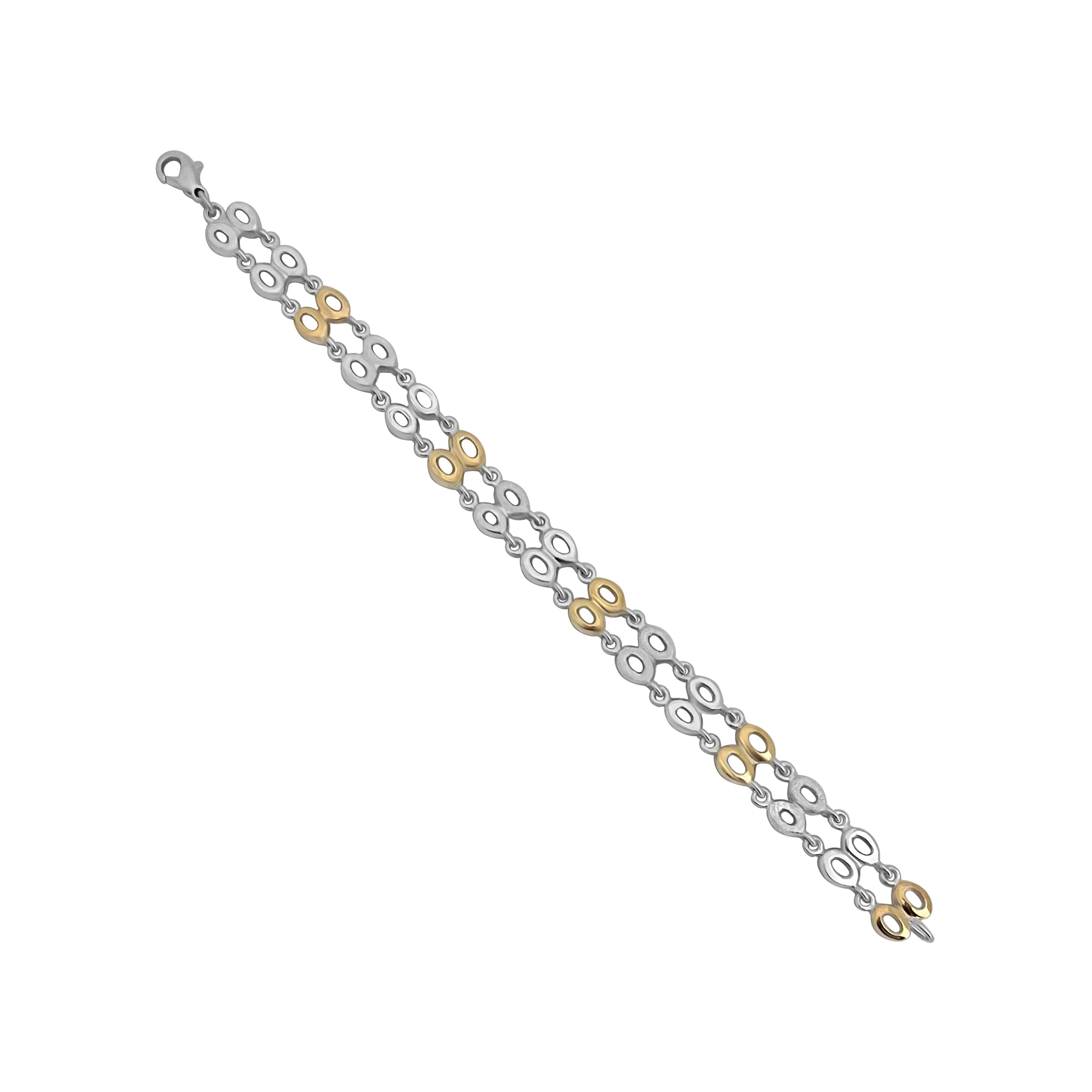 PULSERA ÓVALOS UNIDOS PLATA Y ORO