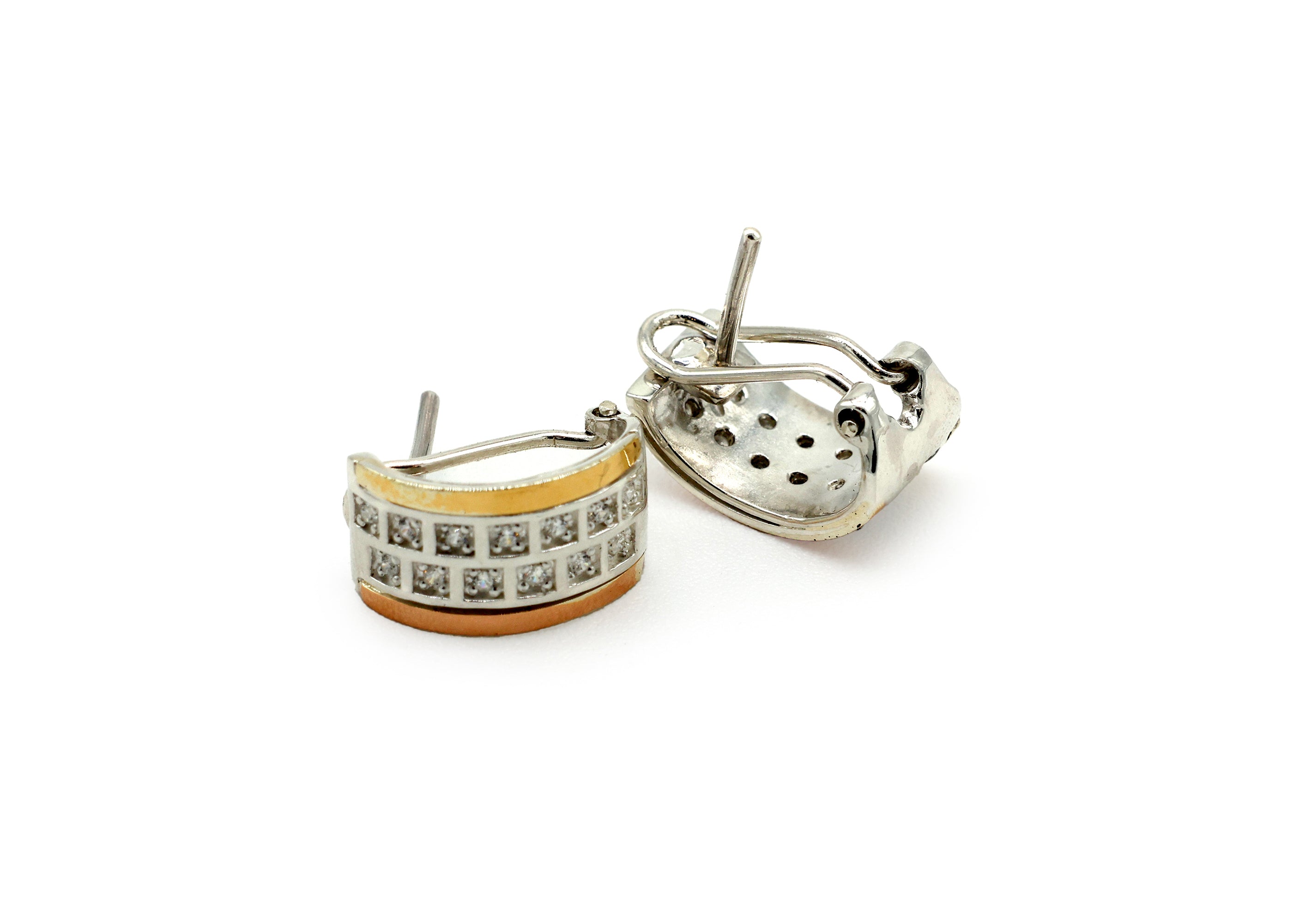 ARETES FILAS DE CIRCONES PLATA Y ORO