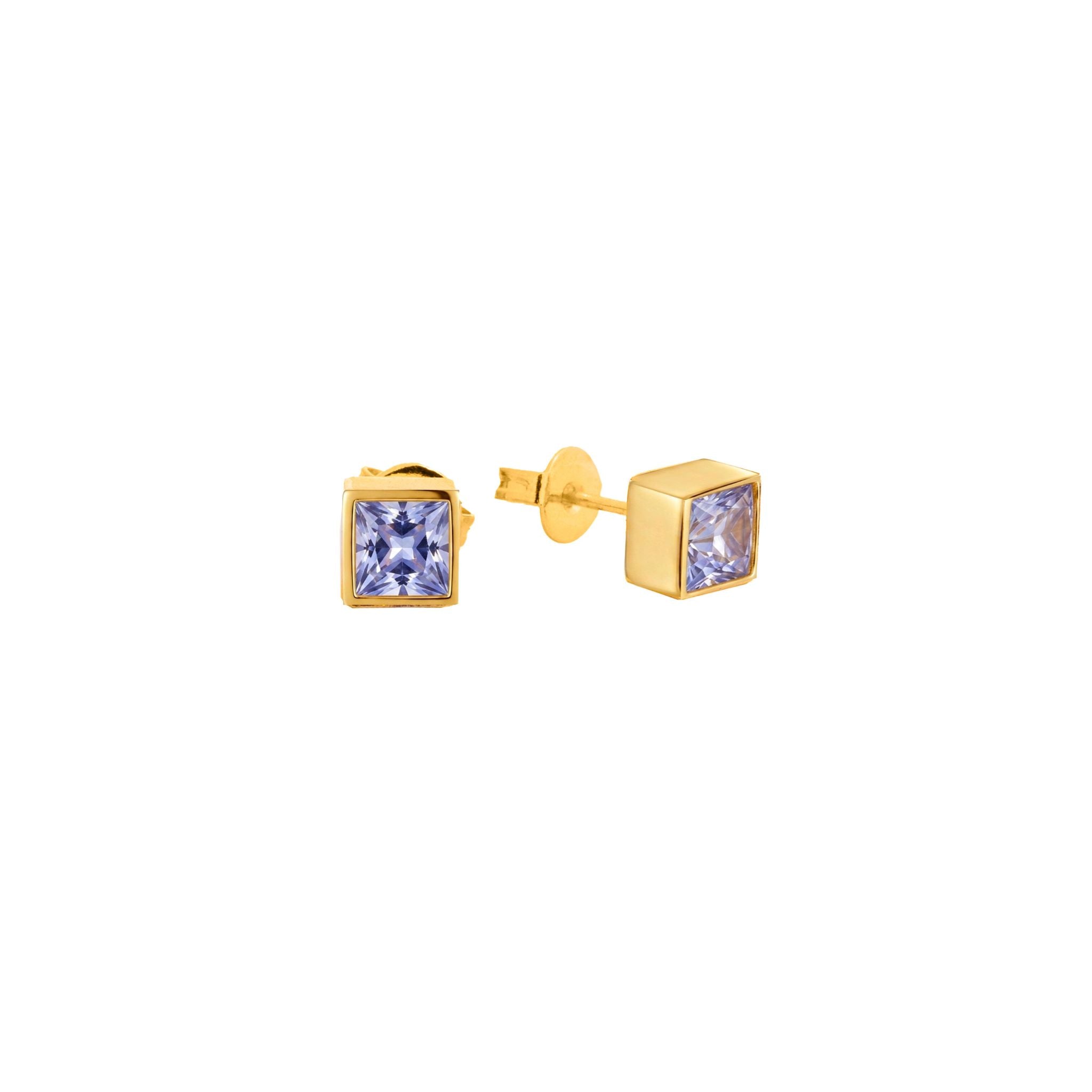 ARETES CUBOS CON COLOR BAÑO DE ORO