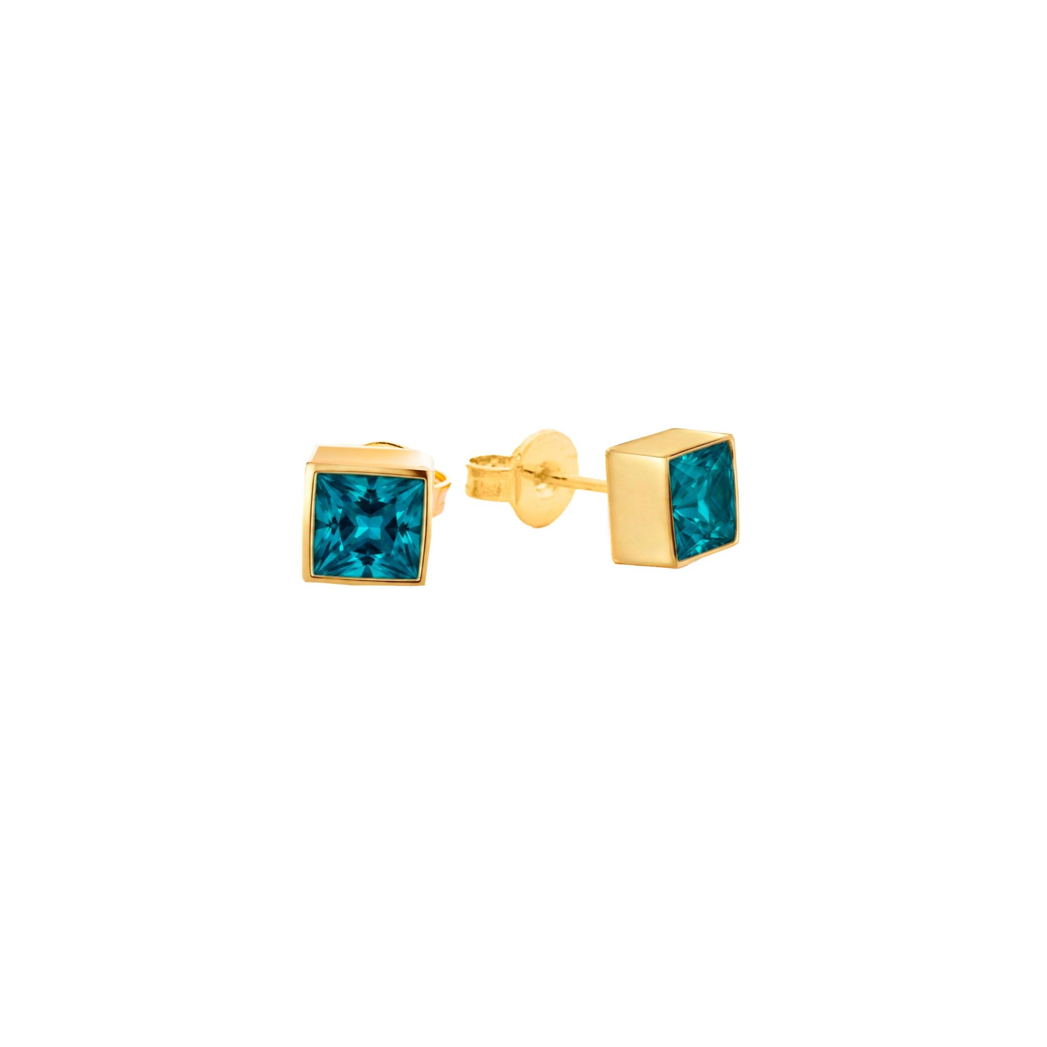 ARETES CUBOS CON COLOR BAÑO DE ORO