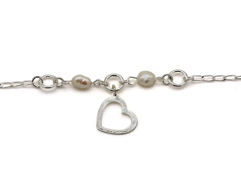 PULSERA CORAZÓN Y PERLAS