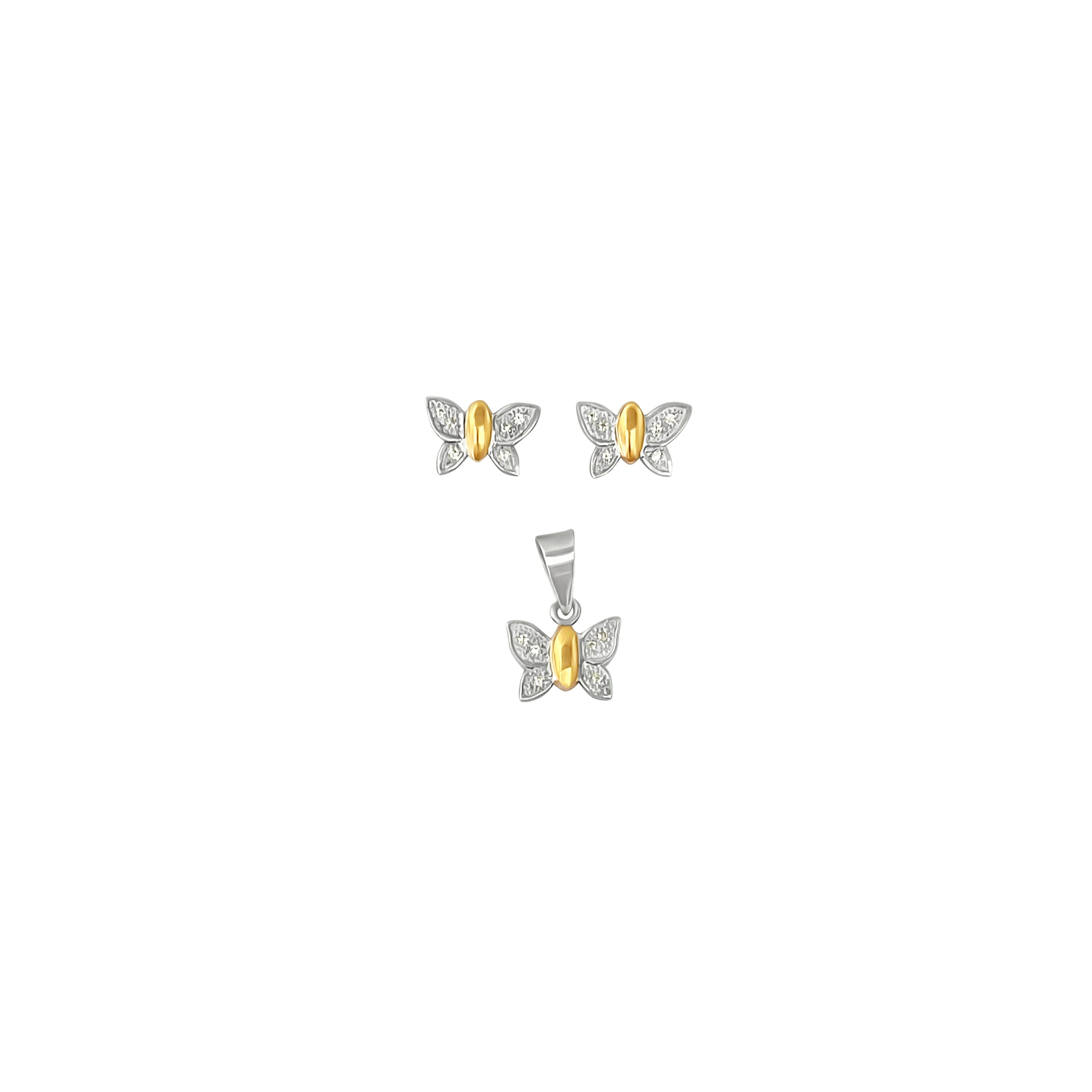JUEGO MARIPOSAS PLATA Y ORO